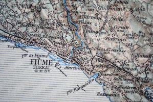 cca 1910 Fiume és környéke, Veglia szigetével, K.u.K. Militärgeographisches Institut, vászonra kasír...