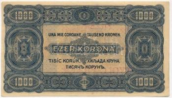 1923. 1000K "8 FILLÉR - NYOLC FILLÉR" felülnyomással T:II- kis szakadás, szép papír 
Adam...