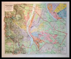 cca 1910 Kogutowicz Manó-Czakó István: Budapest Székesfőváros térképe, 1:25.000, Magyar Földrajzi Intézet Rt., színes, litografált térkép vászonra kasírozva, átkötött modern egészvászon mappában, hozzákötve Kerületek, utcák, utak, terek és dűlők jegyzéke, 59 p., 80x96 cm. Szép állapotban.