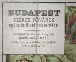 cca 1910 Kogutowicz Manó-Czakó István: Budapest Székesfőváros térképe, 1:25.000, Magyar Földrajzi In...