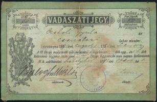 1892 Vadászati jegy / Vadászjegy / Hunter ticket