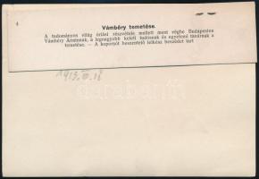 1913 Vámbéry Ármin (1832-1913) orientalista temetése Korabeli sajtófotó, hozzátűzött szöveggel  16x1...
