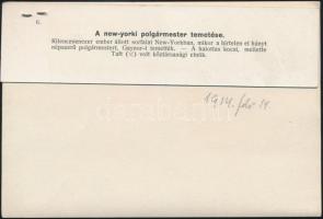 1914 Gaynor New-Yorki polgármester temetése. Korabeli sajtófotó, hozzátűzött szöveggel / 1914 Funera...