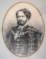 Gróf Andrássy Gyula (1823-1890) portréja. Rézkarc. Jelzés nélkül, Paszpartuban Üvegezett keretben / ...