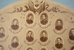 1875 A Bécsújhelyi katonai akadémia nagyméretű tablója a hallgatók neveivel. / 1875 Large photo of t...