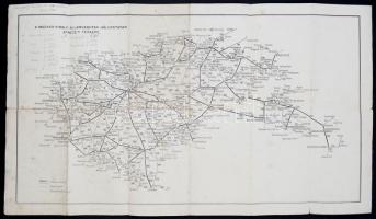 1941 A Magyar Királyi Államvasutak közúti gépkocsiüzem(MÁVAUT) autóbuszvonalainak átnézeti térképe, két oldalas térkép 58x33 cm
