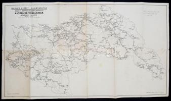 1941 A Magyar Királyi Államvasutak közúti gépkocsiüzem(MÁVAUT) autóbuszvonalainak átnézeti térképe, ...