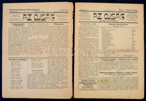 1920 Az Ojság, 7 száma, I. évf. 1., 3.,4., 5., 6., 7.,9. számai, Szerk.: Nagy Imre, izraelita vicclap, kissé szakadozott, kissé foltos. /  1920 7 issues of a Hungarian Jewish humorous journal, in a slightly worn out condition