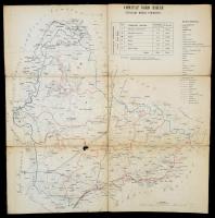 cca 1900 Bihar vármegye északi-, déli része, vászonra kasírozva, német nyelven, kisebb folttal az északi részen, 46×45 és 44×46 cm /  cca 1900 Map of Norhern and Southern Bihar County, on canvas, in German, with small stain on it, 46×45 and 44×46 cm