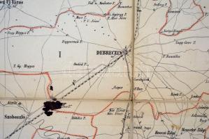 cca 1900 Bihar vármegye északi-, déli része, vászonra kasírozva, német nyelven, kisebb folttal az és...