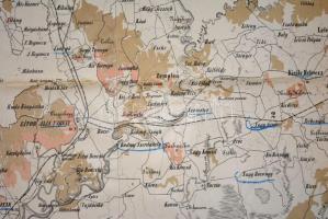 1871 Zemplén vármegye térképe, 1:144.000, Buda, M. Kir. Államnyomda, a hajtások mentén szakadásokkal...