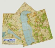 cca 1940 Balaton, 1:50.000, három részes nagyméretű térkép vászonra kasírozva, M. Kir. Honvéd Térképészeti Intézet, 59x58 cm x 2 és 59x59 cm.
