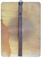 Ausztria ~1910. "Ferenc József császár" Br plakett márványlapon, asztali dísz, hátul támas...