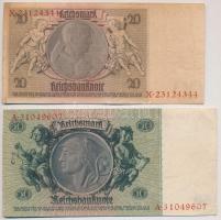 Német 3. Birodalom 1929. 20M + 1933. 50M T:III kis szakadás
German Third Reich 1929. 20 Mark + 1933...