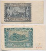 Lengyelország / Német megszállás 1940. 20Zl + 1941. 50Zl T:III,III- fo.
Poland / German occupation ...