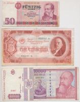 Vegyes: Szovjetunió 1937. 3Ch + NDK 1971. 50M + Románia 1994. 10.000L T:III restaurált, tintanyom, k...