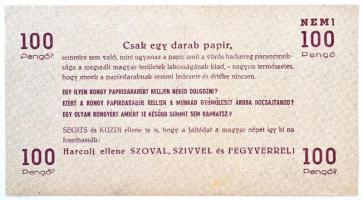 1944. 100P "A Vörös Hadsereg Parancsnoksága" propagandanyomat, hátlapján szöveggel T:III /...