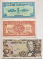 Vegyes: Ausztria / Szövetséges megszállás 1944. 50gr + 1Sch + 1967 (1968). 20Sch T:II--III- Mixed: Austria / Allied occupation 1944. 50 Groschen + 1 Schilling + 1967 (1968). 20 Schilling C:VF-VG Krause 102, 103, 142