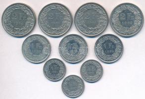 Svájc 1976-1998. 1/2Fr (3xklf) + 1Fr (3xklf) + 2Fr (4x) T:2 Switzerland 1976-1998. 1/2 Franc (3xdiff) + 1 Franc (3xdiff) + 2 Francs (4x) C:XF
