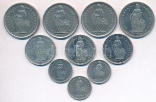 Svájc 1976-1998. 1/2Fr (3xklf) + 1Fr (3xklf) + 2Fr (4x) T:2
Switzerland 1976-1998. 1/2 Franc (3xdif...