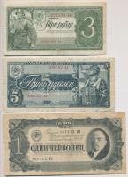 Szovjetunió 1937. 1Ch + 1938. 3R + 5R T:III Soviet Union 1937. 1 Chervonetz + 1938. 3 Rubles + 5 Rubles C:F
