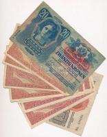 1913-1923. 10db-os magyar korona bankjegy tétel T:I-,II,III