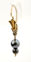 Aranyozott ezüst fülbevaló hematit golyókkal. Jelzett