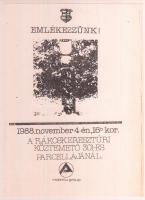 1988 56-os Emlékezzünk, 1988. november 4., Rákoskeresztúri köztemető 301-es parcella, 56-os megemlékezési szórólap, 20x15 cm.
