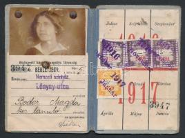 1916 A Budapesti közúti vaspálya társaság tanuló bérletjegye