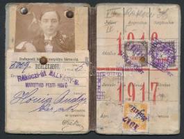 1916 A Budapesti közúti vaspálya társaság tanuló bérletjegye