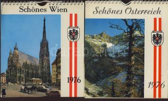 Ausztria és Bécs 2 db 12 lapos asztali naptár 1976-ból, minden lap egyben kivágható képeslap