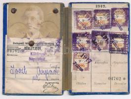 1917 A BKVT havi bértletjegye, fényképes igazolvány