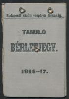 1916 A Budapesti közúti vaspálya társaság tanuló bérletjegye