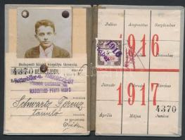 1916 A Budapesti közúti vaspálya társaság tanuló bérletjegye