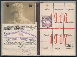 1916 A Budapesti közúti vaspálya társaság tanuló bérletjegye