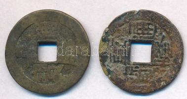 Kínai Császárság / Ching Dinasztia / Csia Csing 1796-1820. 2db rézpénz T:3 Chinese Empire / Ching Dynasty / Chia-ching 1796-1820. 2pcs of copper coins C:F