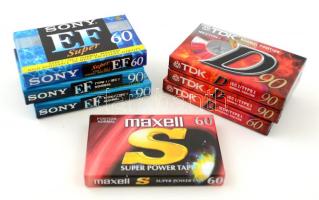 Vegyes márkájú (Sony, Maxell, TDK) magnókazetták bontatlan csomagolásban, 7 db