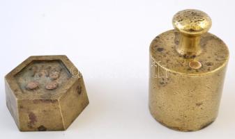 Régi 1 kg és 2 kg bronz súly, d: 6 cm, m:9 cm