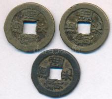Kínai Császárság / Ching Dinasztia / Tao Kuang 1820-1851. 3db rézpénz T:3 Chinese Empire / Ching Dynasty / Tao Kuang 1820-1851. 3pcs of copper coins C:F
