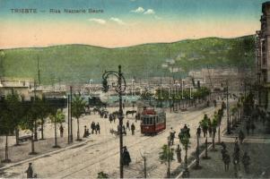 Trieste, Riva Nazzario Sauro / quay, tram with Bensdorp cacao advertisement (EK)
