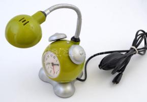 Lámpás asztali óra, működik, m:29 cm