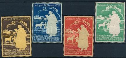 1932-1939 Mezőgazdasági kiállítás 4 különböző színű, de azonos dombornyomású levélzáró