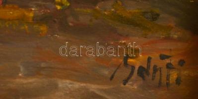 Bánfi jelzéssel: Tanya gémeskúttal. Olaj, karton, fa keretben, 28x36 cm