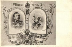 Viribus Unitis / Franz Joseph and Charles IV, propaganda card s: Charles Scolik