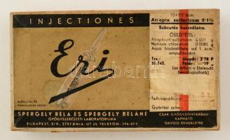 1949 Spergely Béla gyógyszerészeti laboratóriuma Gyógyszeres doboz tartalommal