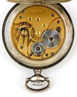 Omega ezüst (Ag.) zsebóra, sérült előlappal, jelzett, nem működik, bruttó 79,2 g