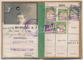 1917 A Budapesti Helyi Érdekű Vasutak III. osztályú havi bérletjegye