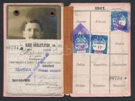 1922 Budapesti Közúti Vaspálya Társaság átszálló havi bérletjegye, II. osztály