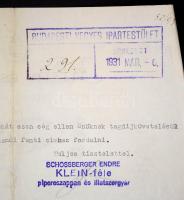 1931 Budapest. Klein és fia Pipere és illatszergyár.  Fejléces számla