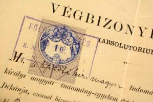 1892 Végbizonyítvány 1 Ft okmánybélyeggel